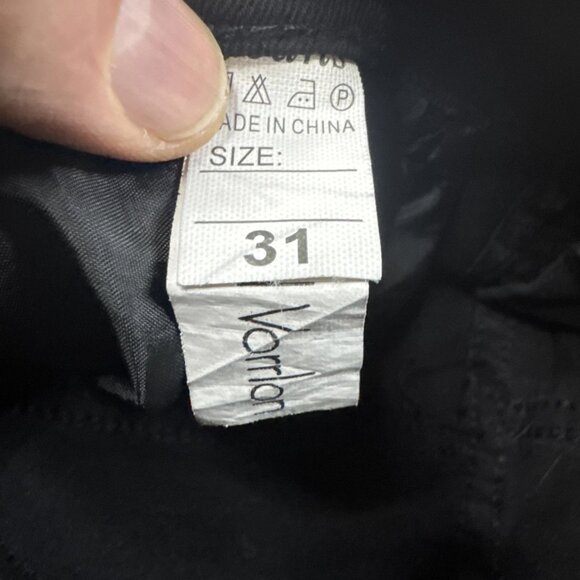 Mens Black Distressed Zippers Stretch Goth Punk Jeans Size 31x32 - Picture 2 of 6